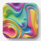 プラスチック虹の流体シェイプ ペーパープレート (正面)