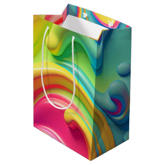 プラスチック虹の流体シェイプ ミディアムペーパーバッグ (裏面アングル)