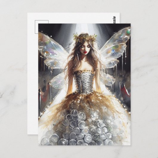 プラスチック製ファッションショードレスを着た妖精 ポストカード (正面/裏面)