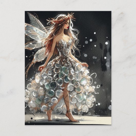 プラスチック製ファッションショードレスを着た妖精 ポストカード (正面)