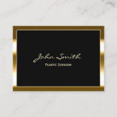プラスチック製モダン外科医ブラック&金ゴールドフレーム 名刺 (正面)