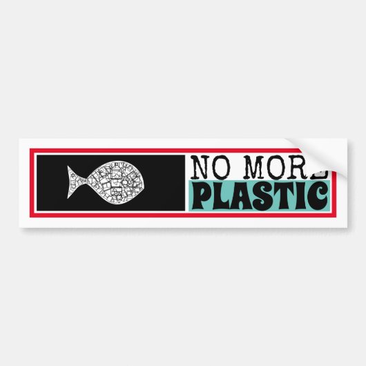 プラスチック魚、気候変動 バンパーステッカー (正面)
