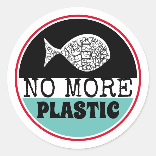 プラスチック魚、気候変動 ラウンドシール (正面)