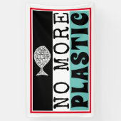 プラスチック魚、気候変動 横断幕 (縦)