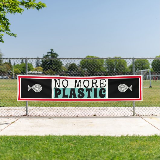 プラスチック魚、気候変動 横断幕 (インサイチュ)