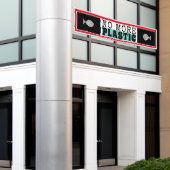 プラスチック魚、気候変動 横断幕 (ビルの外側)