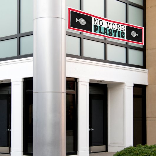 プラスチック魚、気候変動 横断幕 (ビルの外側)