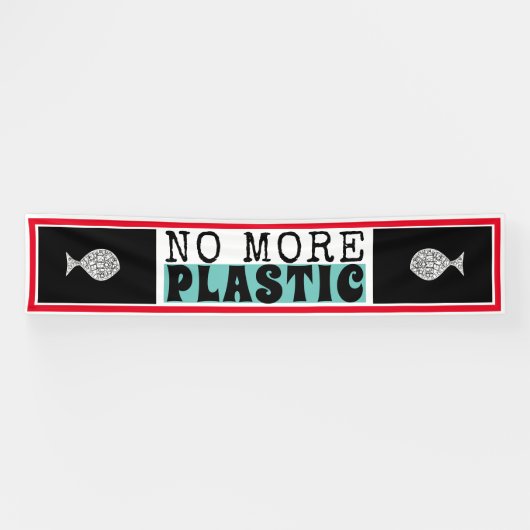 プラスチック魚、気候変動 横断幕 (横)