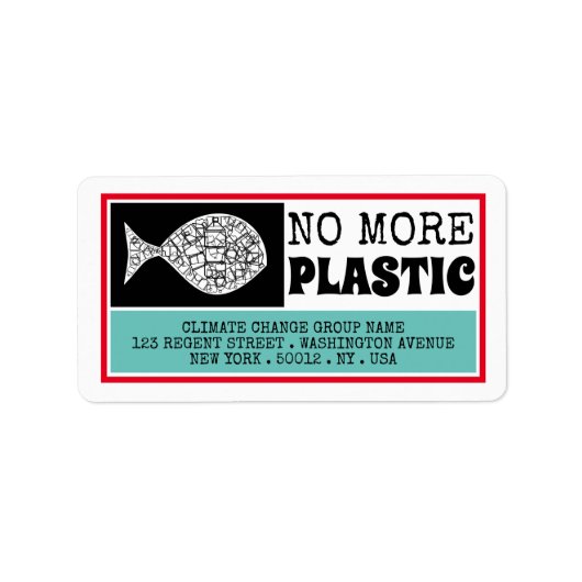 プラスチック·フィッシュ、気候変動 ラベル (正面)