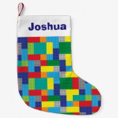 プラスチッパーソナライズされたク煉瓦の積み上げブロックをおもちゃ スモールクリスマスストッキング (正面)