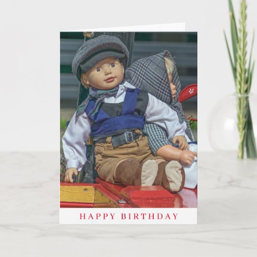 プラスティックの2体の人形の誕生日カード カード (正面)
