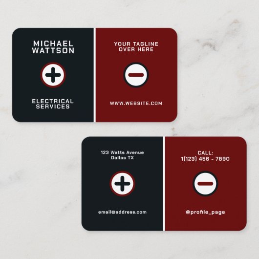 プラスマイナス電池電気スタイル 名刺 (正面/裏面)