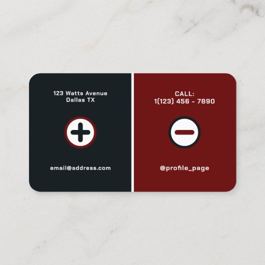 プラスマイナス電池電気スタイル 名刺 (裏面)