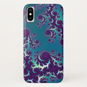 プラス抽象的な青緑の紫色のフラクタルのiPhone 6 iPhone X ケース
