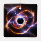 プラズマのフレアと明るさのあるブラックホール セラミックオーナメント (裏面)