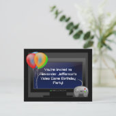 プラズマビデオゲームゲーム誕生日パーティーの招待 招待状 (スタンド正面)