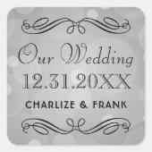 プラチエレガントナグレイ結婚モノグラム スクエアシール (正面)