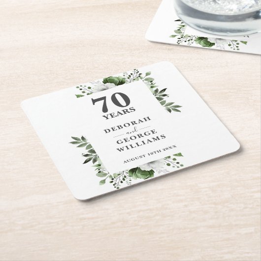 プラチエレガントナフローラ70結婚周年 スクエアペーパーコースター (アングル)