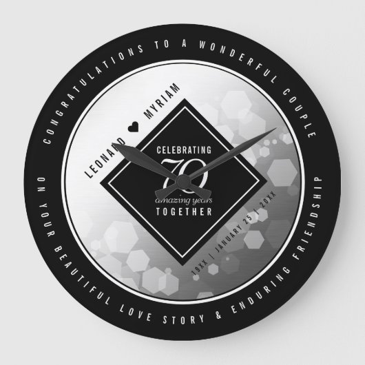 プラチエレガントナ70結婚周年 ラージ壁時計 (正面)