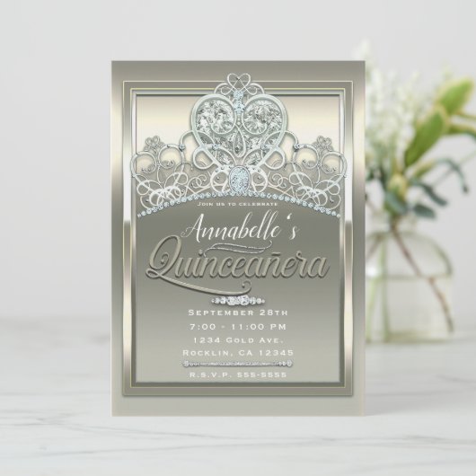 プラチナアイボリープリンセスハートティアラのキンセアニェラ 招待状 (スタンド正面)