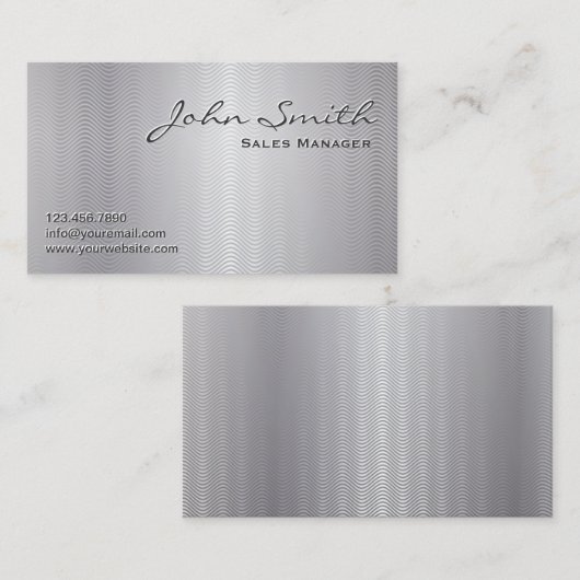 プラチナウェーブパターンメタルルック名刺 名刺 (正面/裏面)