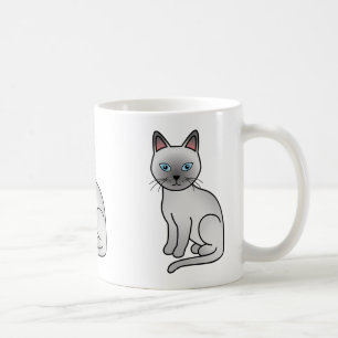 プラチナカラーのトンキニーズの猫のキャラクターイラスト コーヒーマグカップ