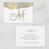 プラチナグリッター金ゴールドモノグラムメイクアップアーティストBusi 名刺 (正面/裏面)