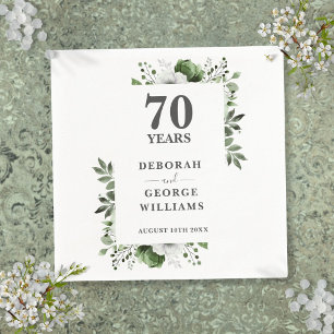 プラチナグリーン 花飾り 70周年 結婚記念日 スタンダードカクテルナプキン