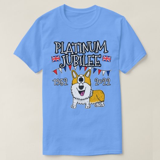 プラチナジュビリーコルギドッグ英国国旗 Tシャツ (デザイン正面)