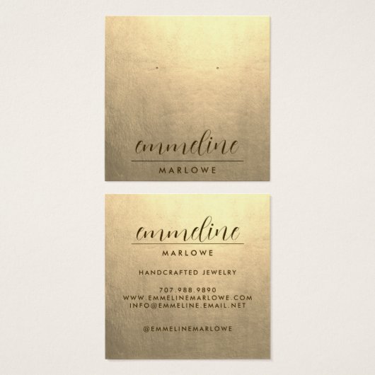 プラチナミニマリストイヤリングジュエリーディスプレイカード (正面&裏面)