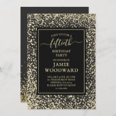 プラチナムグリッターブラック50thバースデーパーティーInvita 招待状 (正面/裏面)