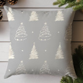 プラチナムグレイファンシークリスマスツリーホリデーパターン クッション