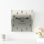 プラチナムシャインアイボリーラッシュズサロン パーソナライズされた スクエア壁時計 (ホーム)