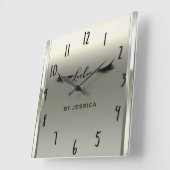 プラチナムシャインアイボリーラッシュズサロン パーソナライズされた スクエア壁時計 (傾斜)