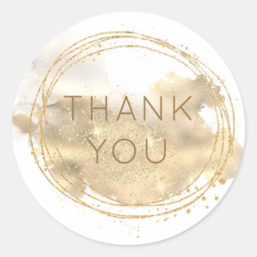 プラチナム金ゴールドグリッタージュエリーデザイナーサンキュー ラウンドシール (正面)
