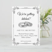 プラチナリングとパターンのフレーム 招待状 (スタンド正面)