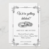 プラチナリングとパターンのフレーム 招待状 (正面/裏面)