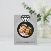 プラチナリングの写真の婚約パーティ 招待状 (スタンド正面)