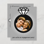 プラチナリングの写真の婚約パーティ 招待状 (正面/裏面)