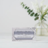 プラチナ熱血なダマスク織のファッションかインテリア・デザイン 名刺 (スタンド正面)