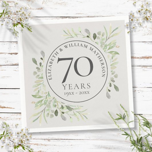 プラチナ結婚記念日70周年グリーン スタンダードカクテルナプキン