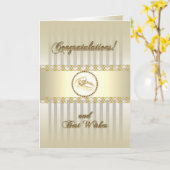 プラチナ結婚金ゴールドグリーティングカード カード (黄色い花)