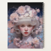 プラチナ美しい – 女性のポートレートと花 プランナー手帳 (裏面)