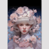 プラチナ美しい – 女性のポートレートと花 ラッピングペーパーシート