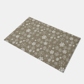 プラチナ背景の手描きの雪片吹雪 ドアマット (アングル)