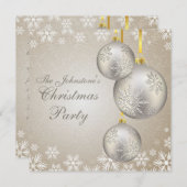 プラチナ金ゴールドクリスマスボールパーティー 招待状 (正面/裏面)
