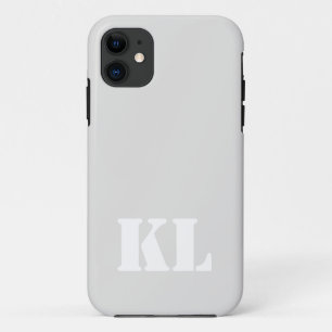 プラチナ金属カラー無地のミニマリストモノグラム iPhone 11 ケース