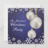 プラチナ銀クリスマスボールブルー 招待状 (正面)