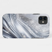 プラチナ銀グリッターインウェーブ – グリッターケース Case-Mate iPhoneケース (裏面(横))