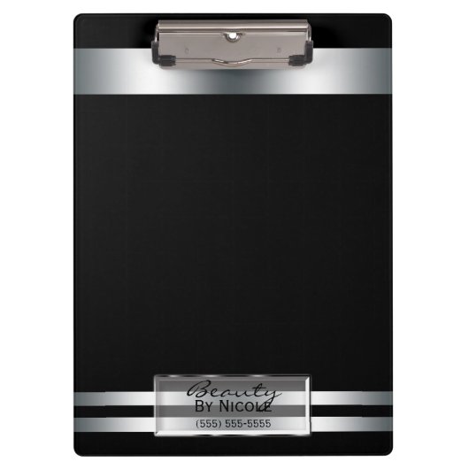 プラチナ銀シャインエレガントグラムパーソナライズされた クリップボード (正面)